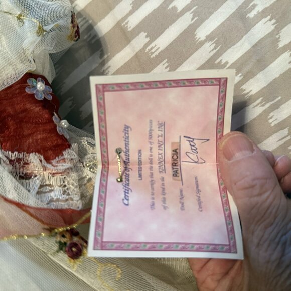 Kinnex International 22” Doll Patricia COA 1 of 5000. Limited Editon Tags No Box - Picture 7 of 13